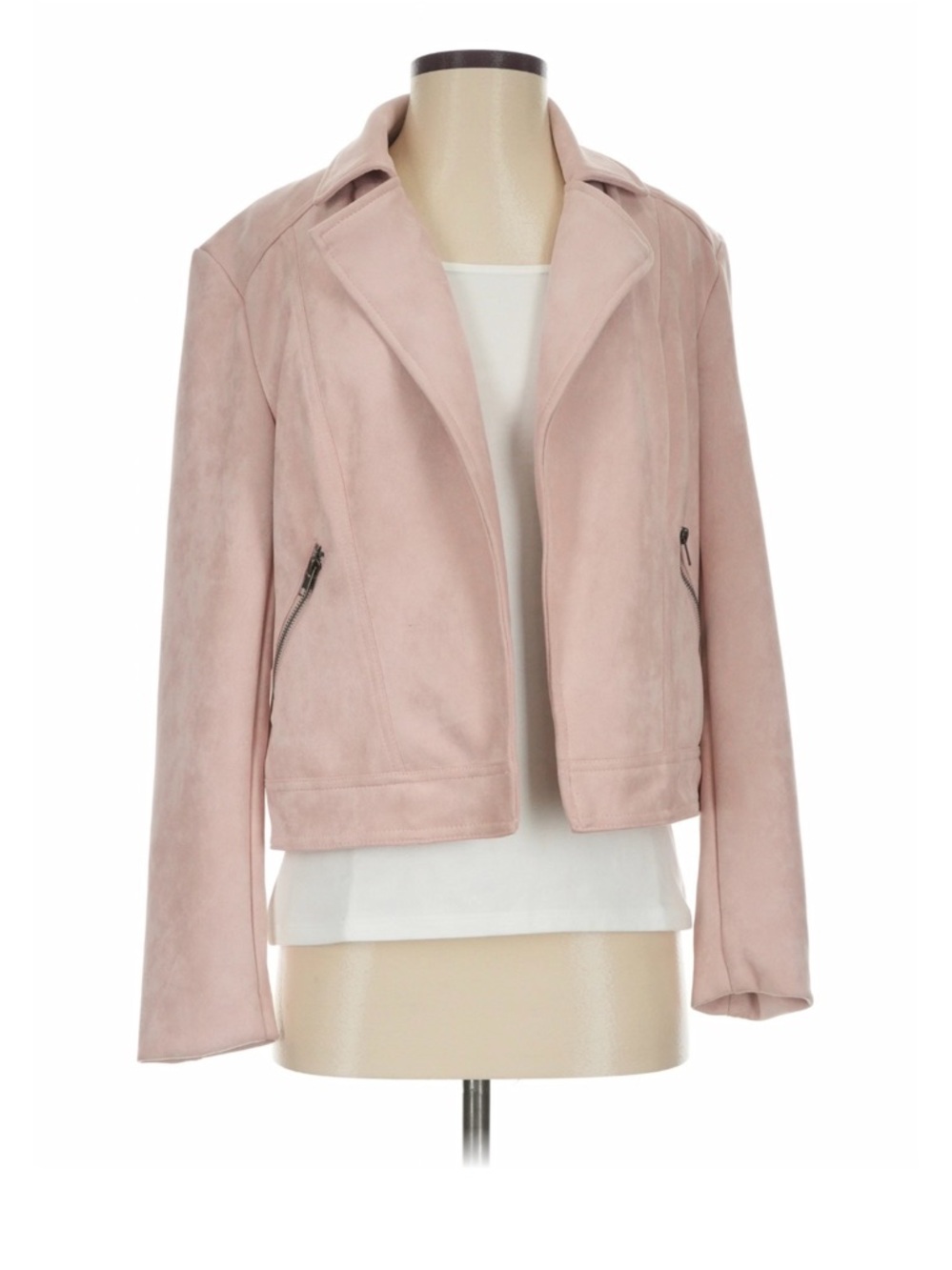 Philosophy Light Pink Suede Moto Jacket
